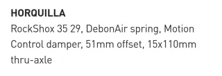 Rockshox 35 29 horquilla suspensión