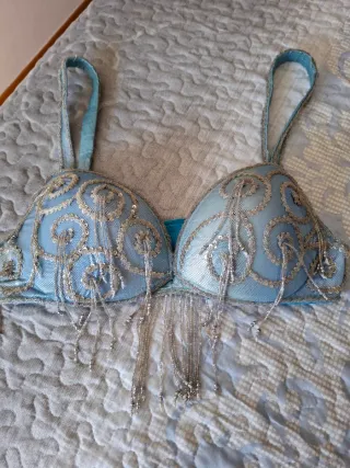 Traje profesional danza del vientre azul