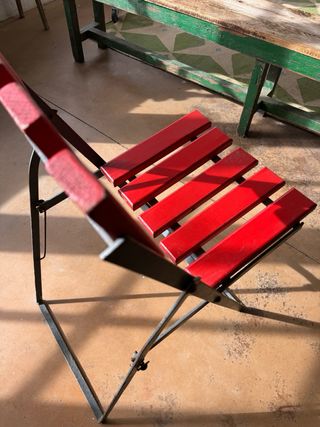 Silla plegable madera y hierro vintage