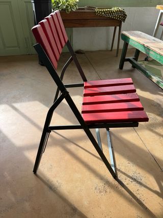 Silla plegable madera y hierro vintage