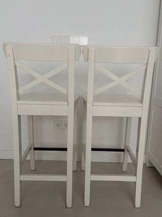 Taburetes Cocina IKEA ROSENTORP Madera Blanco (x2)