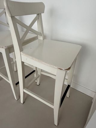 Taburetes Cocina IKEA ROSENTORP Madera Blanco (x2)