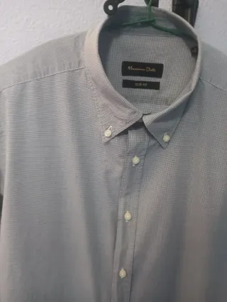 Camisa Massimo Dutti Slim Fit Gris/Blanco Talla M
