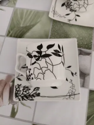 Juego 12 Tazas Café con Plato
