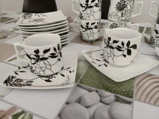 Juego 12 Tazas Café con Plato