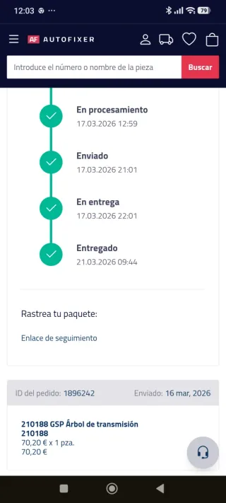 Palier derecho GSP 210188