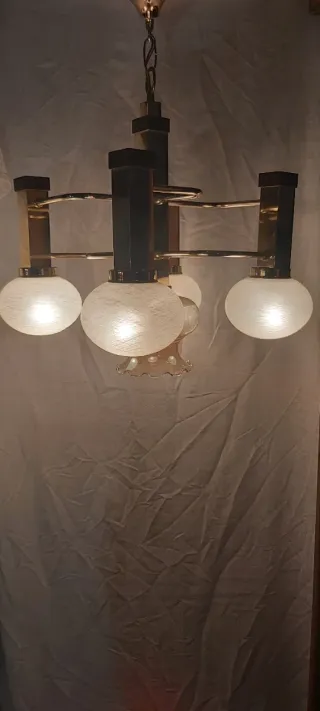 Lámpara colgante cristal, metal y