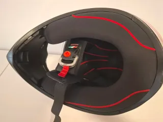 Casco AGV Moto Rojo y Blanco + Funda