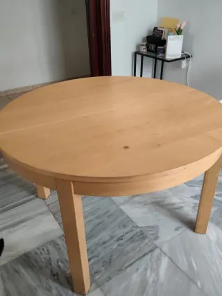 Mesa redonda comedor de madera - extensible