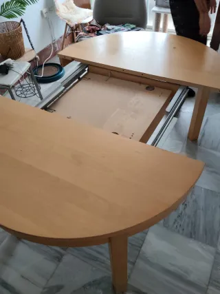 Mesa redonda comedor de madera - extensible