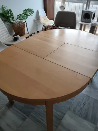 Mesa redonda comedor de madera - extensible