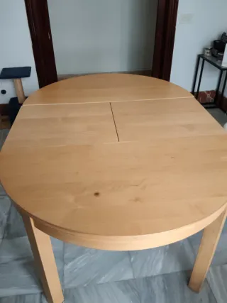 Mesa redonda comedor de madera - extensible