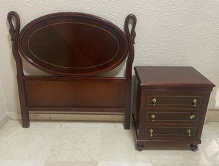Cabecero cama 90 + mesita haya caoba
