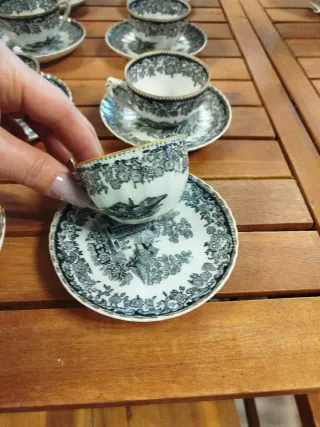 Juego de café porcelana blanco y negro