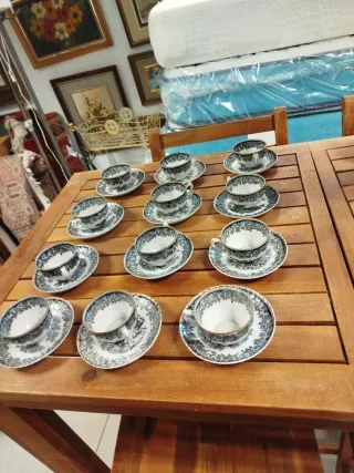 Juego de café porcelana blanco y negro