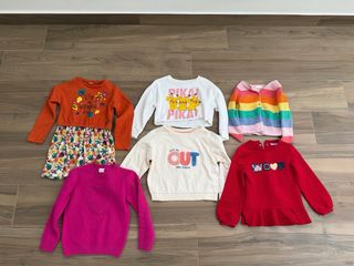 Lote 4 vestidos niña y 5 sudaderas entre talla 4-6