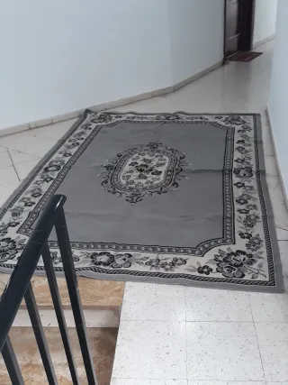Alfombra salón gris y blanco 2.50m x anc