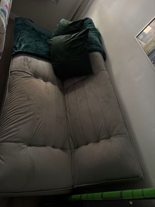 Sofá Cama Beige/Gris Metálico Terciopelo
