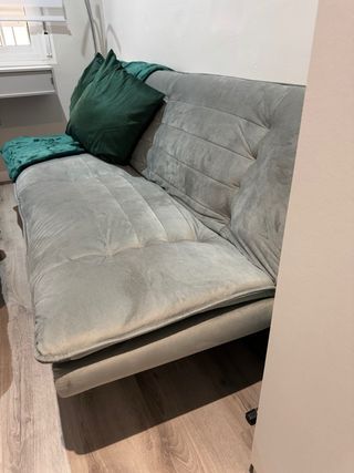 Sofá Cama Beige/Gris Metálico Terciopelo