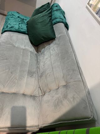 Sofá Cama Beige/Gris Metálico Terciopelo