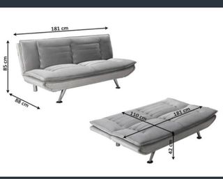 Sofá Cama Beige/Gris Metálico Terciopelo