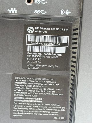 HP EliteOne 800 G5 i5/8GB/256GB Todo-En-Uno