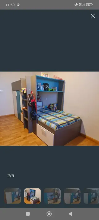 Cama tren juvenil con armario incluye dos colchone