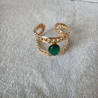 Bracciale rigido oro con pietra verde