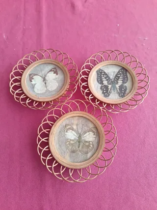 3 Posavasos Antiguos Mariposas