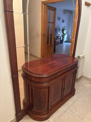 Mueble recibidor madera con espejo