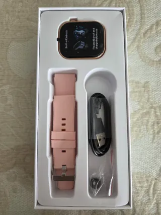 Smartwatch rosa nuevo con auriculares