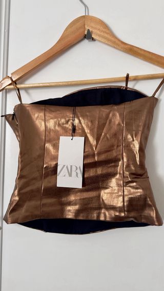 Top Zara Dorado Metálico Drapeado