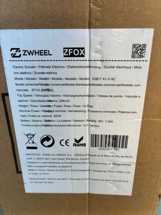 Patinete Eléctrico Zwheel nuevo