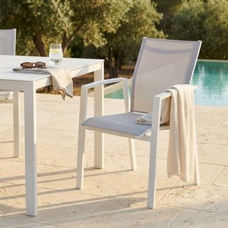 Sedia Moderna con Braccioli Alluminio e Textilene