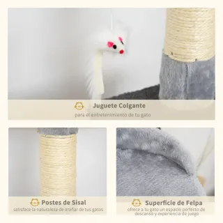 Torre para Gatos con Casetas y Ratón