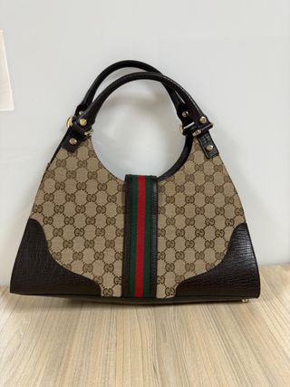 Bolso Gucci GG Canvas Horsebit Marrón Beige