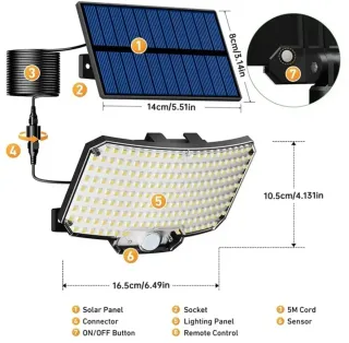 Lampada solare 234 LED con sensore di movimento