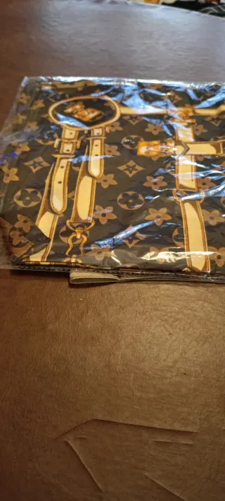 Pañuelo doble cara marrón y dorado