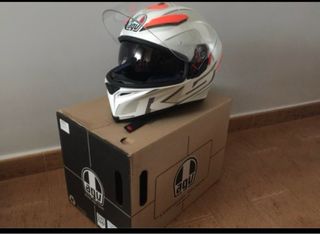 Casco AGV Blanco y Naranja