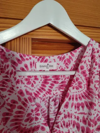 Vestido midi  rosa y blanco