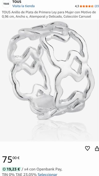 Anillo Tous Plata Ley Mujer Carrusel