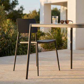 Sedia Grigio Scuro da Giardino in Acciaio 80 cm