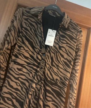 Vestido mini Stradivarius estampado cebra M