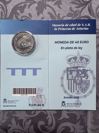 Moneda Plata 40 Euro Princesa de Asturias
