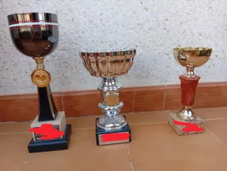 Lote de 3 Trofeos Copas Dorada y Plateadas