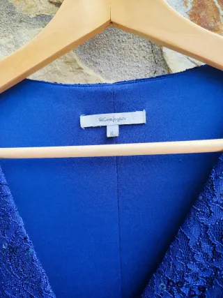 Vestido fiesta encaje lentejuelas azul XL