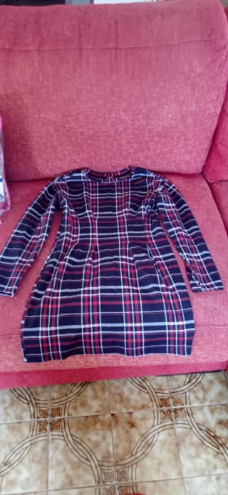 Vestido de cuadros manga larga