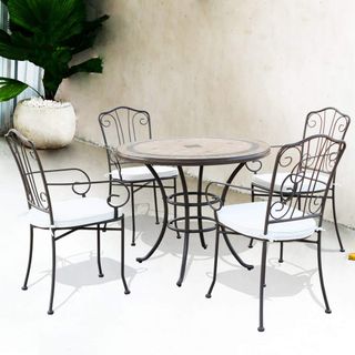 Sedia Classica da Esterno in Acciaio Taupe  90 cm