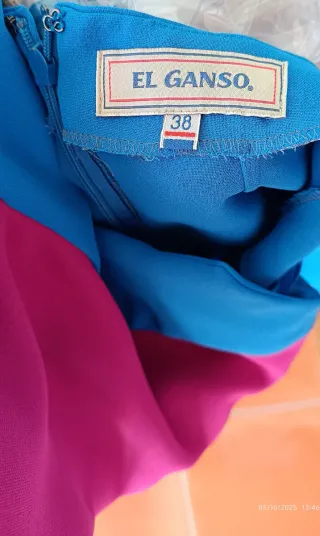 Vestido largo El Ganso azul y rosa