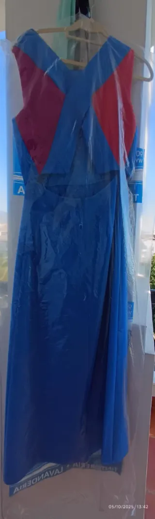 Vestido largo El Ganso azul y rosa